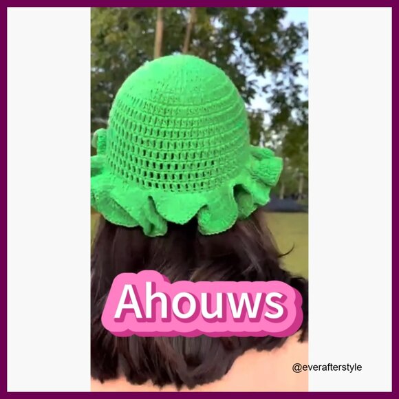 Crochet Bucket Hat Knit Floppy Cap Polyester Cotton Foldable Travel